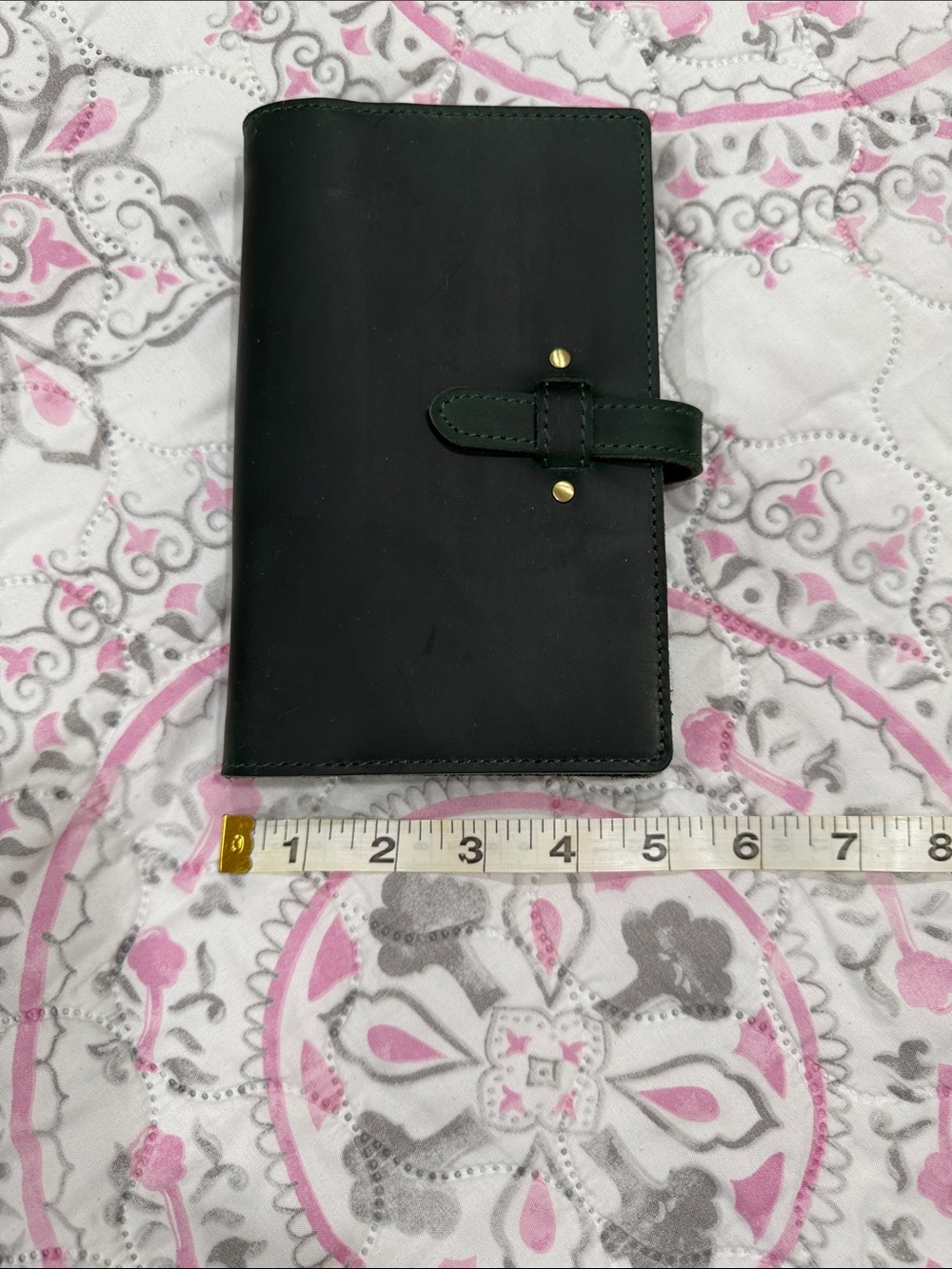 Dark Green Leather Notebook/Planner with Snap Strap